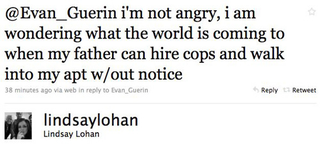 Illustration for article titled Cops Arrive At Lindsay Lohan's House; She Live Tweets It